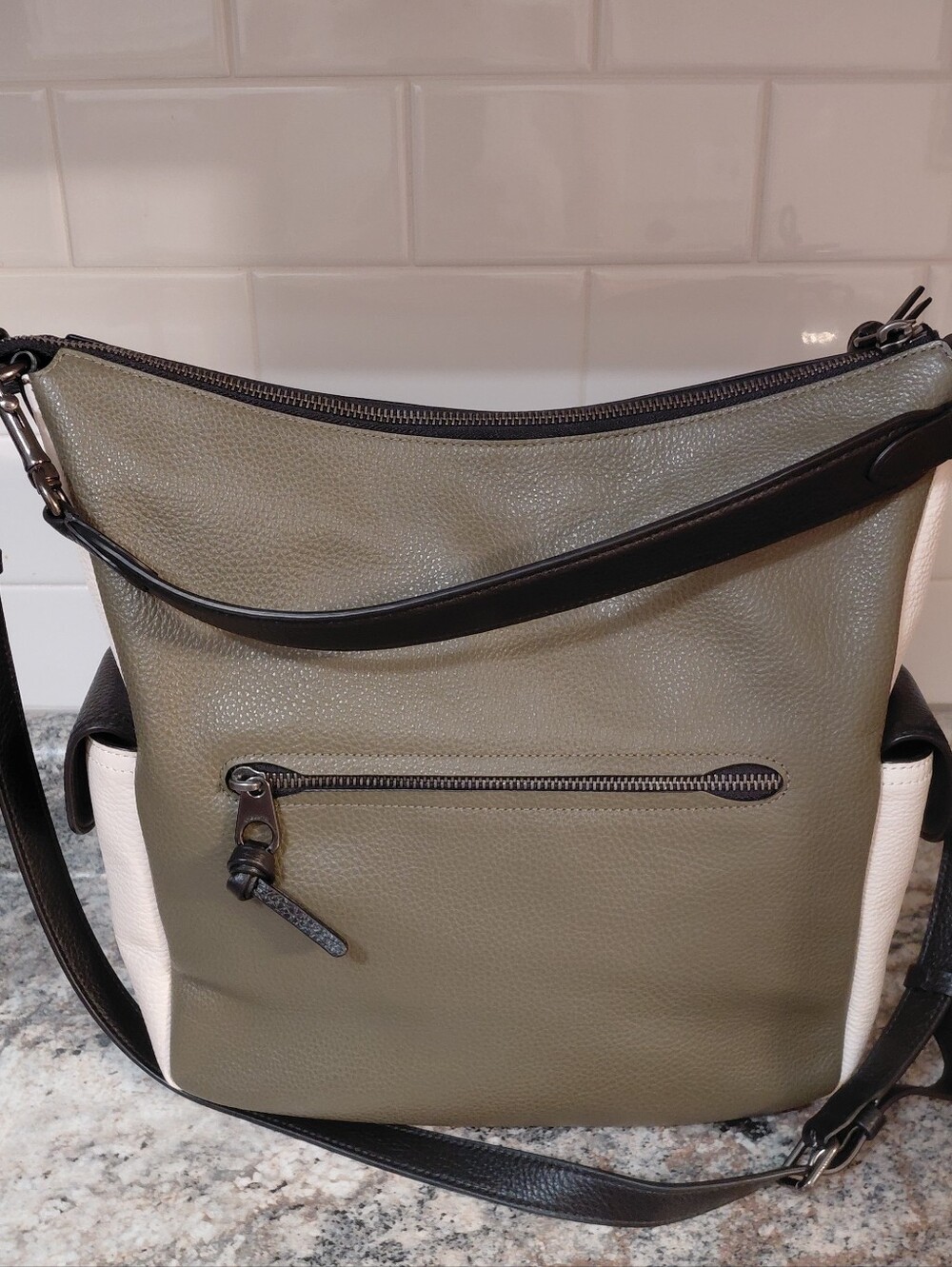 Coach Pennie Olive Cream Leather Shoulder Bag 6154 - Picture 2 of 14